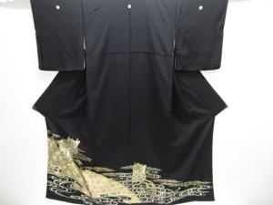 御所車に蛇籠・花模様留袖(比翼付き)